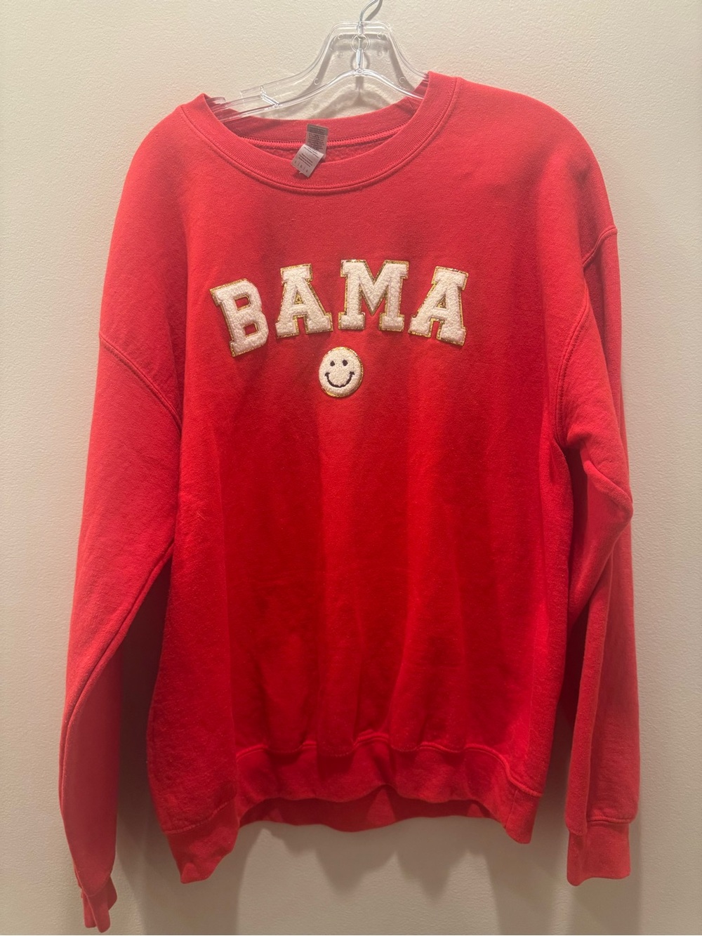 Hanes Red 'BAMA' Crewneck Sweatshirt with Smiley Patch